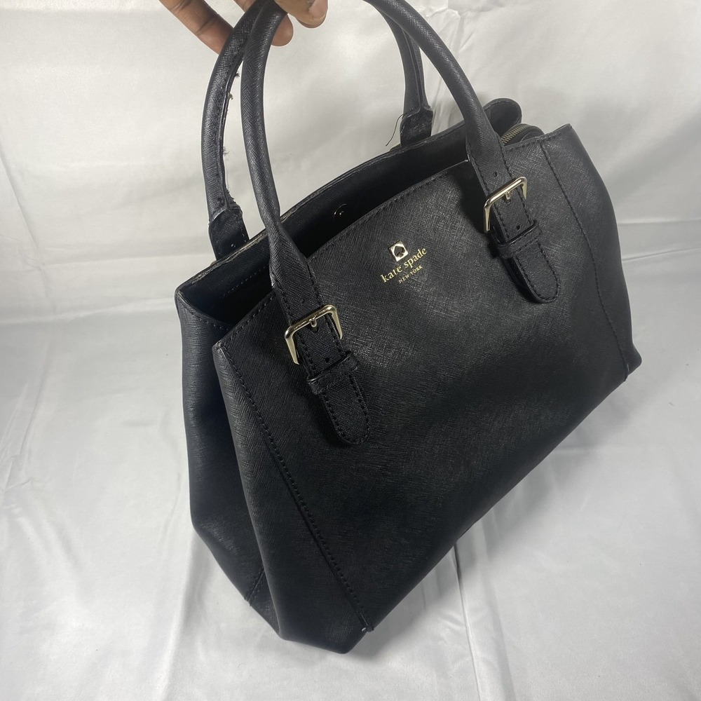 Kate Spade Satchel Bag Womens Black Leather Structured Tote Purse Gold Hardware
